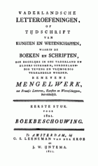Vaderlandsche letteroefeningen. Jaargang 1821,  [tijdschrift] Vaderlandsche Letteroefeningen