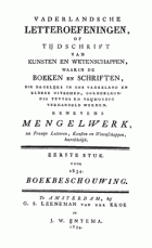 Vaderlandsche letteroefeningen. Jaargang 1834,  [tijdschrift] Vaderlandsche Letteroefeningen