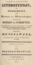 Vaderlandsche letteroefeningen. Jaargang 1852,  [tijdschrift] Vaderlandsche Letteroefeningen