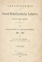 Geschiedenis der Noord-Nederlandsche letteren in de XIXe eeuw. Deel 2, Jan ten Brink