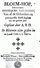 Bloem-hof, verciert met geestelijcke lof-sangen, Albertus Buitendyck