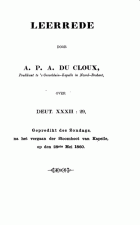 Leerrede over Deut. XXXII: 29, A.P.A. du Cloux