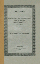 Adviezen in de Tweede Kamer der Staten-Generaal. Zitting van 1849-1850 (2 delen), G. Groen van Prinsterer