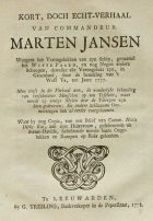 Kort, doch echt-verhaal van commandeur Marten Jansen (Uitgever G. Tresling, Leeuwarden), Marten Jansen