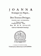 Joanna koningin van Napels, of Den trotzen dwinger, Félix Lope de Vega