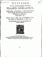 Uytvaard van den wel edelen gestrengen heere Tjaard Gerlacius, Gerardus Outhof