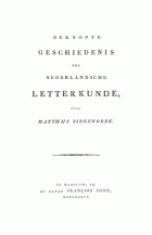 Beknopte geschiedenis der Nederlandsche letterkunde, Matthijs Siegenbeek