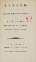 Zangen, ter gelegenheid van de algemeene vergadering der Maatschappij: tot Nut van 't Algemeen, op dingsdag, den 9den augustus, 1831, Willem Hendrik Warnsinck