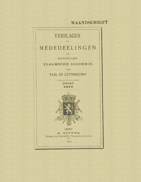 Verslagen en mededelingen van de Koninklijke Vlaamse Academie voor Taal- en Letterkunde 1912
