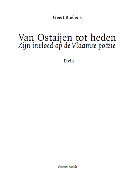 Van Ostaijen tot heden. Zijn invloed op de Vlaamse poëzie